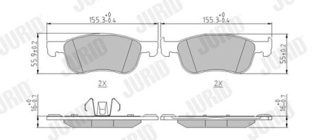 Гальмівні колодки передні FORD FIESTA Jurid 573779J