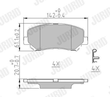 Гальмівні колодки передні Jeep Cherokee (2014-2018) Jurid 573787J