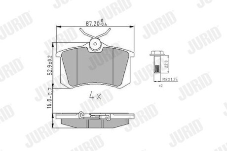 Тормозные колодки задние Renault Megane III, IV, Clio IV, Fluence, CC Jurid 573847J