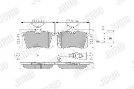 Гальмівні колодки задні Audi A2, A3 / Seat Ibiza II, Toledo III / Skoda Fabia I, Octavia I / VW Golf Jurid 573938J (фото 1)