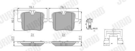 Тормозные колодки задние BMW 7-Series, 8-Series, X5, X6 Jurid 574038J