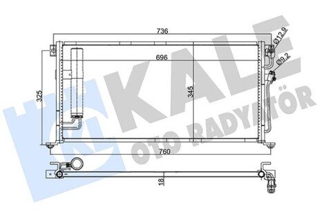 Радіатор кондиціонера Mitsubishi Lancer VI, Lancer VII OTO RADYATOR Kale 388100