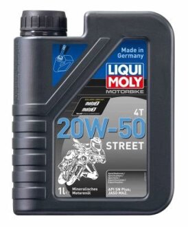 ОЛИВА МОТОРНА МІНЕРАЛЬНА MOTORBIKE 4T 20W-50 STREET 1Л LIQUI MOLY 1500