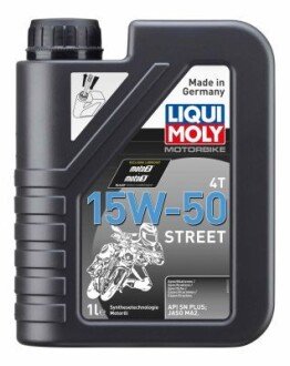 ОЛИВА 4T НС-СИНТ. ДЛЯ МОТОЦИКЛІВ MOTORBIKE 4T 15W-50 STREET 1Л LIQUI MOLY 2555