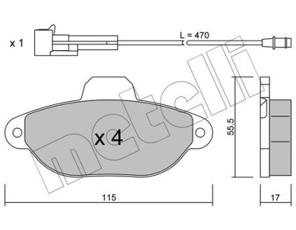 Комплект гальмівних колодок з 4 шт. дисків Metelli 22-0159-0