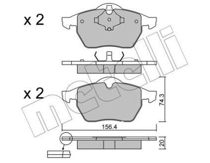 Комплект тормозных колодок (дисковых).) Metelli 22-0181-2