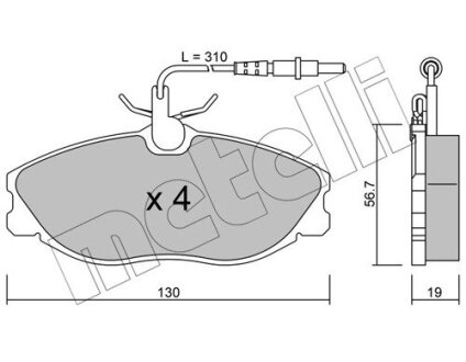 Комплект тормозных колодок (дисковых).) Metelli 22-0214-0