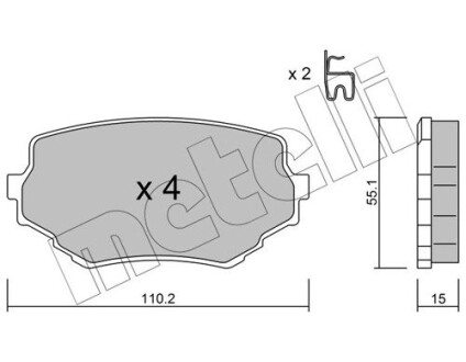 Комплект тормозных колодок (дисковых).) Metelli 22-0249-0