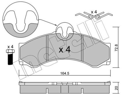 Комплект тормозных колодок (дисковых).) Metelli 22-0262-1