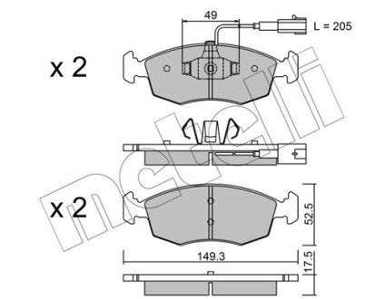 Комплект гальмівних колодок (дискових) Metelli 22-0274-4