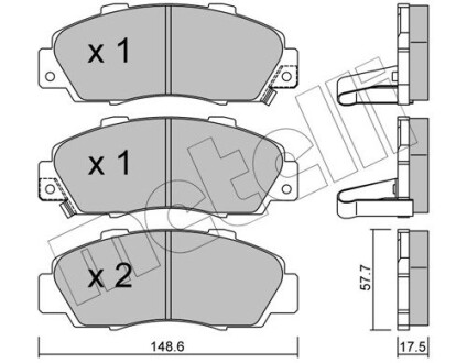 Комплект гальмівних колодок (дискових) Metelli 22-0298-0