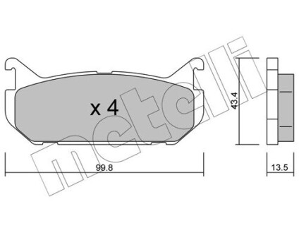 Комплект тормозных колодок (дисковых).) Metelli 22-0303-0