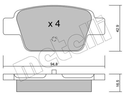 Комплект гальмівних колодок (дискових) Metelli 22-0323-0