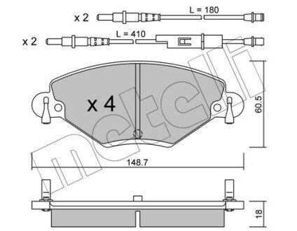 Комплект гальмівних колодок (дискових) Metelli 22-0331-0