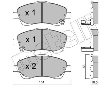 Комплект гальмівних колодок (дискових) Metelli 22-0450-0