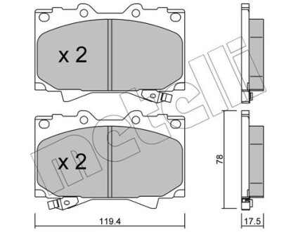 Комплект тормозных колодок (дисковых).) Metelli 22-0452-0