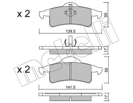 Комплект гальмівних колодок (дискових) Metelli 22-0526-0