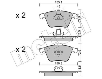 Комплект тормозных колодок (дисковых).) Metelli 22-0549-3