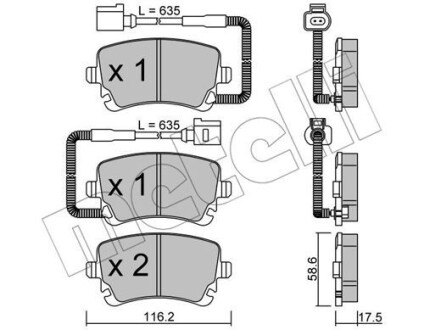 Комплект тормозных колодок (дисковых).) Metelli 22-0554-1