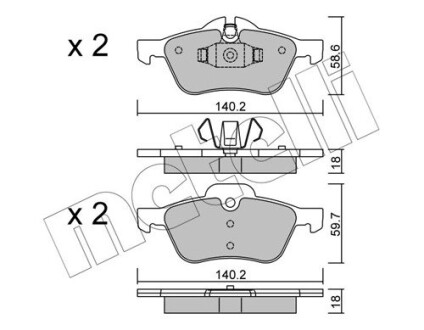 Комплект тормозных колодок (дисковых).) Metelli 22-0555-0