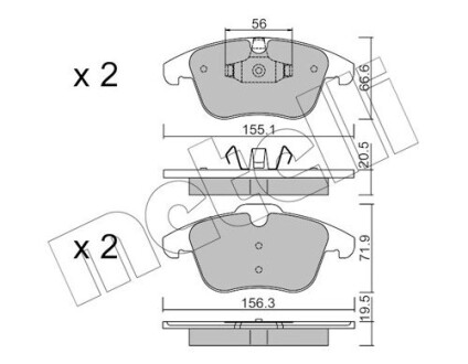 Комплект тормозных колодок (дисковых).) Metelli 22-0675-6