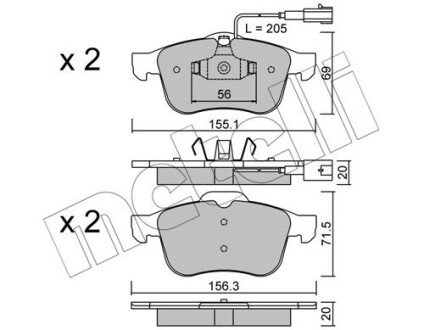 Комплект тормозных колодок (дисковых).) Metelli 22-0703-0