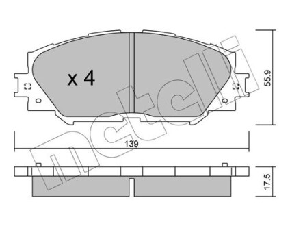 Комплект тормозных колодок (дисковых).) Metelli 22-0747-0