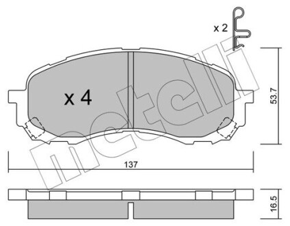 Комплект гальмівних колодок (дискових) Metelli 22-0762-0