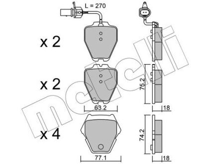 Комплект тормозных колодок (дисковых).) Metelli 22-0774-1