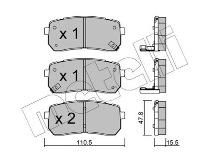 Комплект гальмівних колодок (дискових) Metelli 22-0786-0