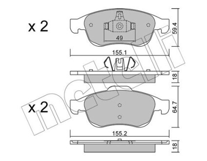 Комплект тормозных колодок (дисковых).) Metelli 22-0817-0