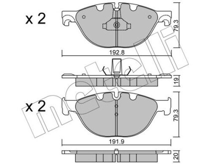 Комплект гальмівних колодок (дискових) Metelli 22-0830-0