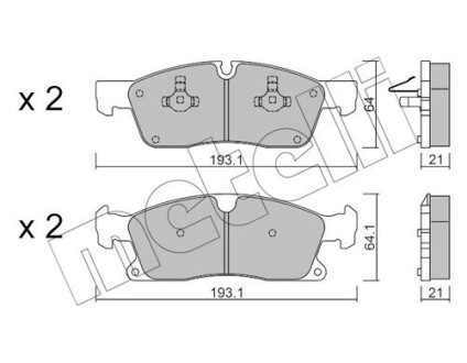 Комплект гальмівних колодок (дискових) Metelli 22-0927-4