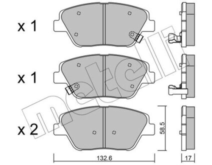 Комплект гальмівних колодок (дискових) Metelli 22-0945-0