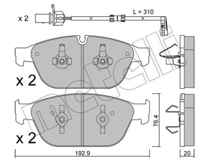 Комплект гальмівних колодок (дискових) Metelli 22-0954-0K