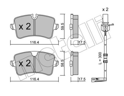 Комплект гальмівних колодок (дискових) Metelli 22-0955-1K