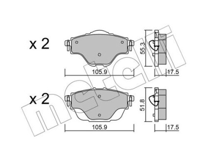 Комплект тормозных колодок (дисковых).) Metelli 22-0988-0