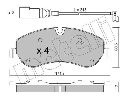 Комплект тормозных колодок (дисковых).) Metelli 22-0990-0