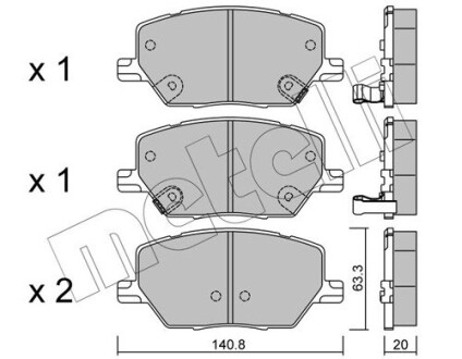 Комплект гальмівних колодок (дискових) Metelli 22-1001-0