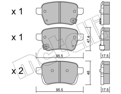 Комплект гальмівних колодок (дискових) Metelli 22-1012-0