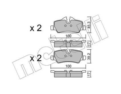 Комплект гальмівних колодок (дискових) Metelli 22-1014-0