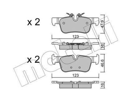 Комплект тормозных колодок (дисковых).) Metelli 22-1038-0