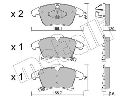 Комплект гальмівних колодок (дискових) Metelli 22-1039-0