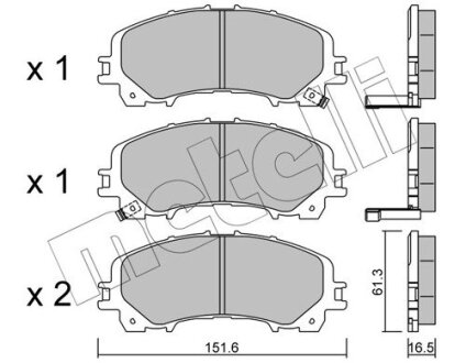 Комплект гальмівних колодок (дискових) Metelli 22-1082-0