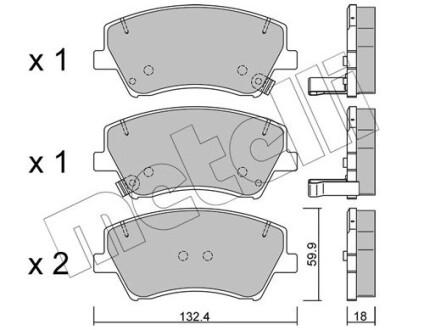 Комплект гальмівних колодок (дискових) Metelli 22-1092-0