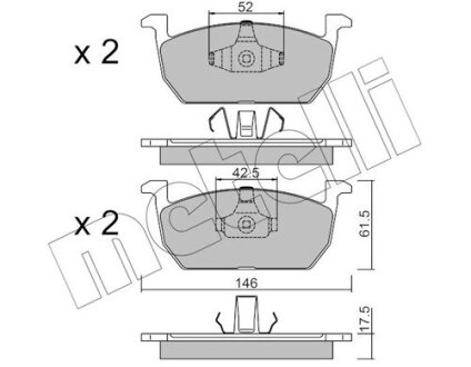 Комплект гальмівних колодок (дискових) Metelli 22-1214-0