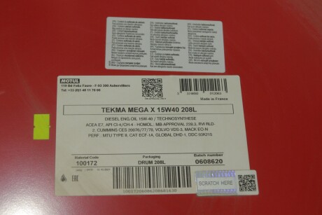 Олива Tekma Mega X 15W40 208L/100172 MOTUL 323832