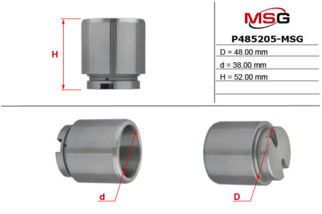 Поршень тормозов. суппорта зад. Ford Tranzit 2.TDCi 02 - (48x52) MSG P485205-MSG