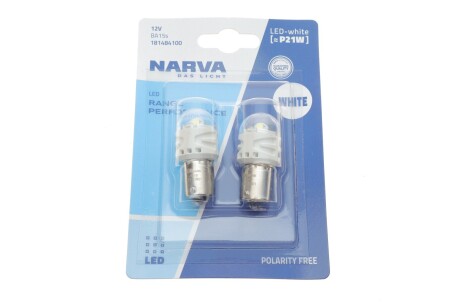 Лампа світлодіодна P21W white LED Range Performance 2,2W BA15S (блістер 2шт) NARVA 181484100