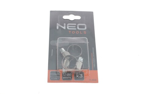 Хомут черв`ячний 12-20/9 мм, W4, 3 шт. NEO TOOLS 11-402